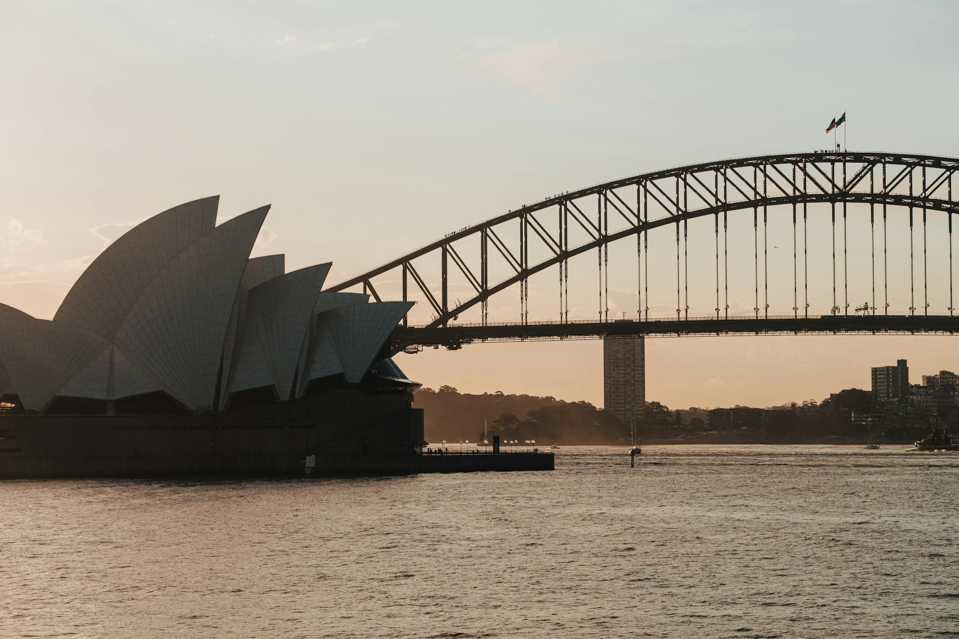 A taxi arriving in Sydney at dusk